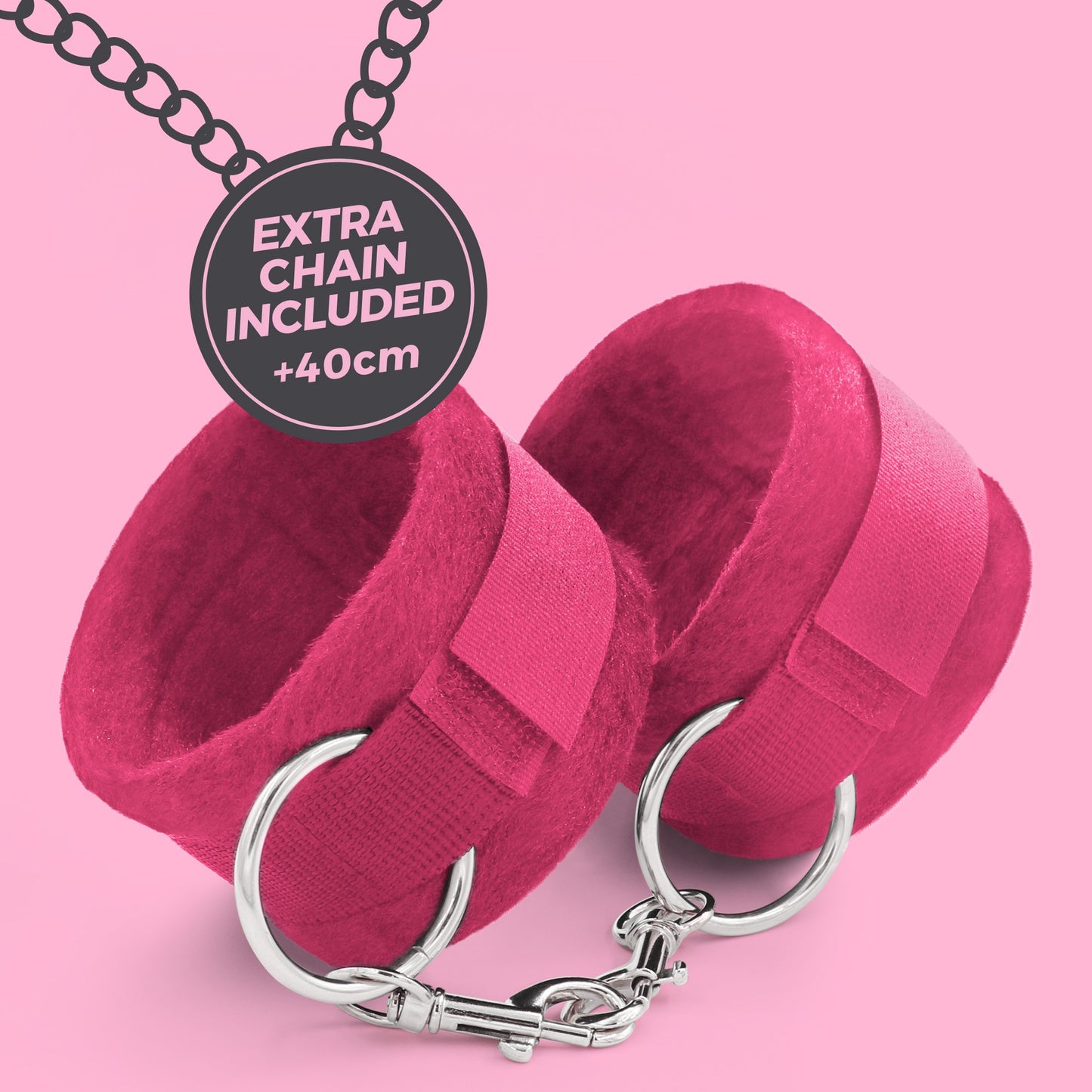 ALGEMAS DE VELCRO TOUGH LOVE COM CORRENTE DE 40CM EXTRA CRUSHIOUS ROSAS
