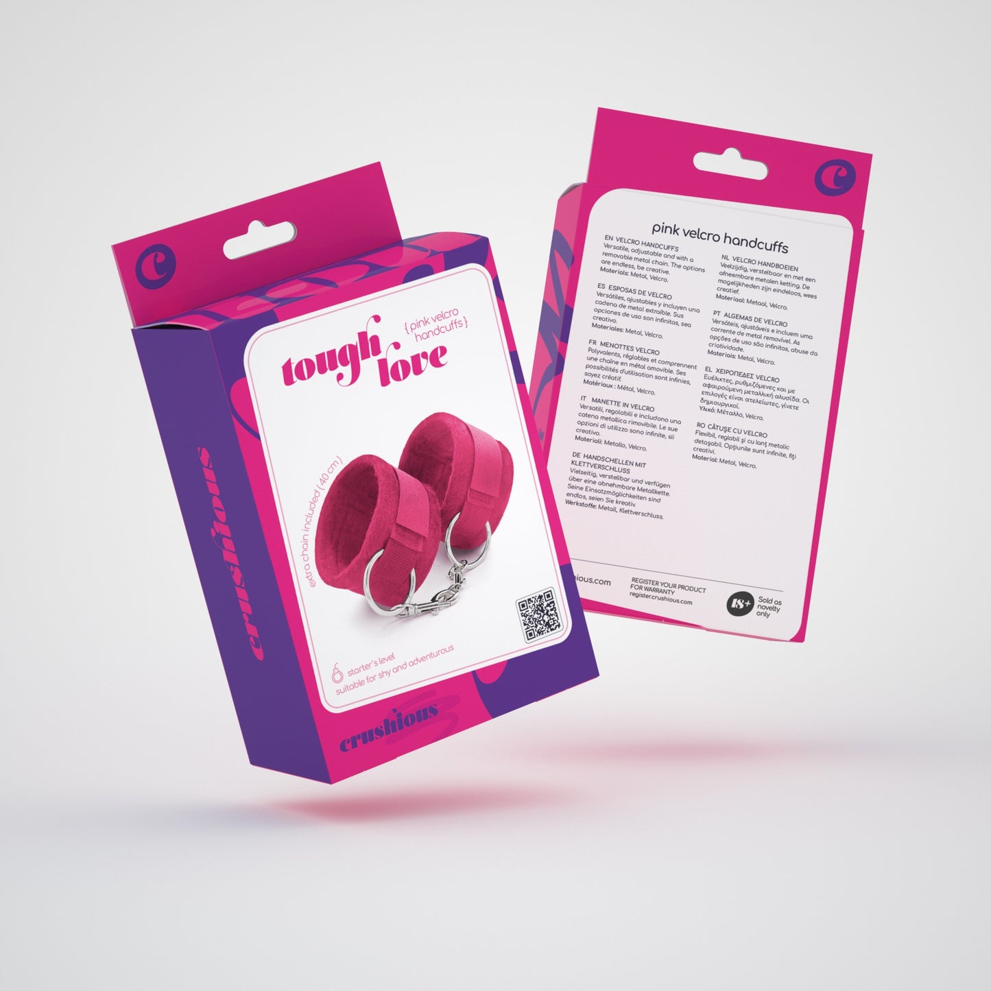 ALGEMAS DE VELCRO TOUGH LOVE COM CORRENTE DE 40CM EXTRA CRUSHIOUS ROSAS