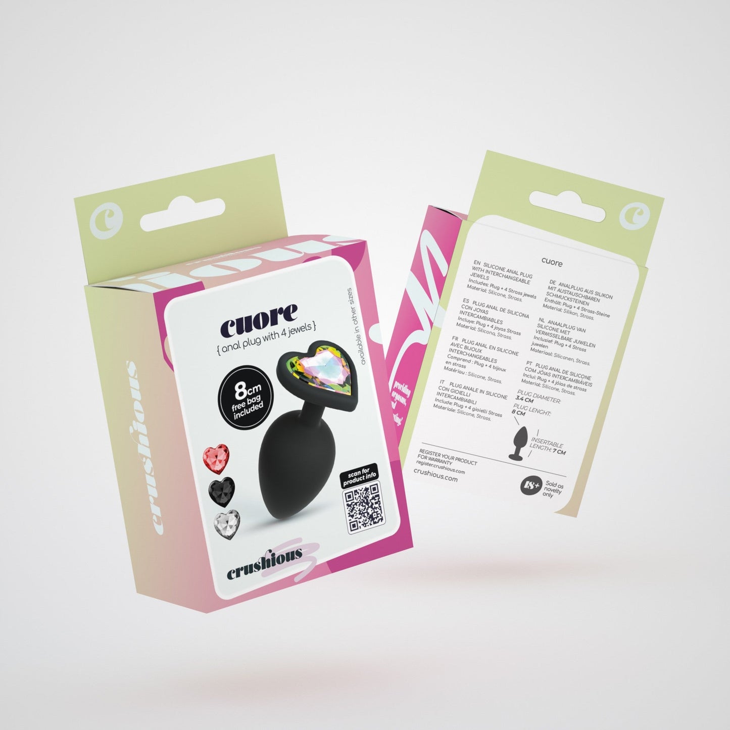 CUORE PLUG ANAL GRANDE COM 4 JOIAS INTERCAMBIÁVEIS CRUSHIOUS