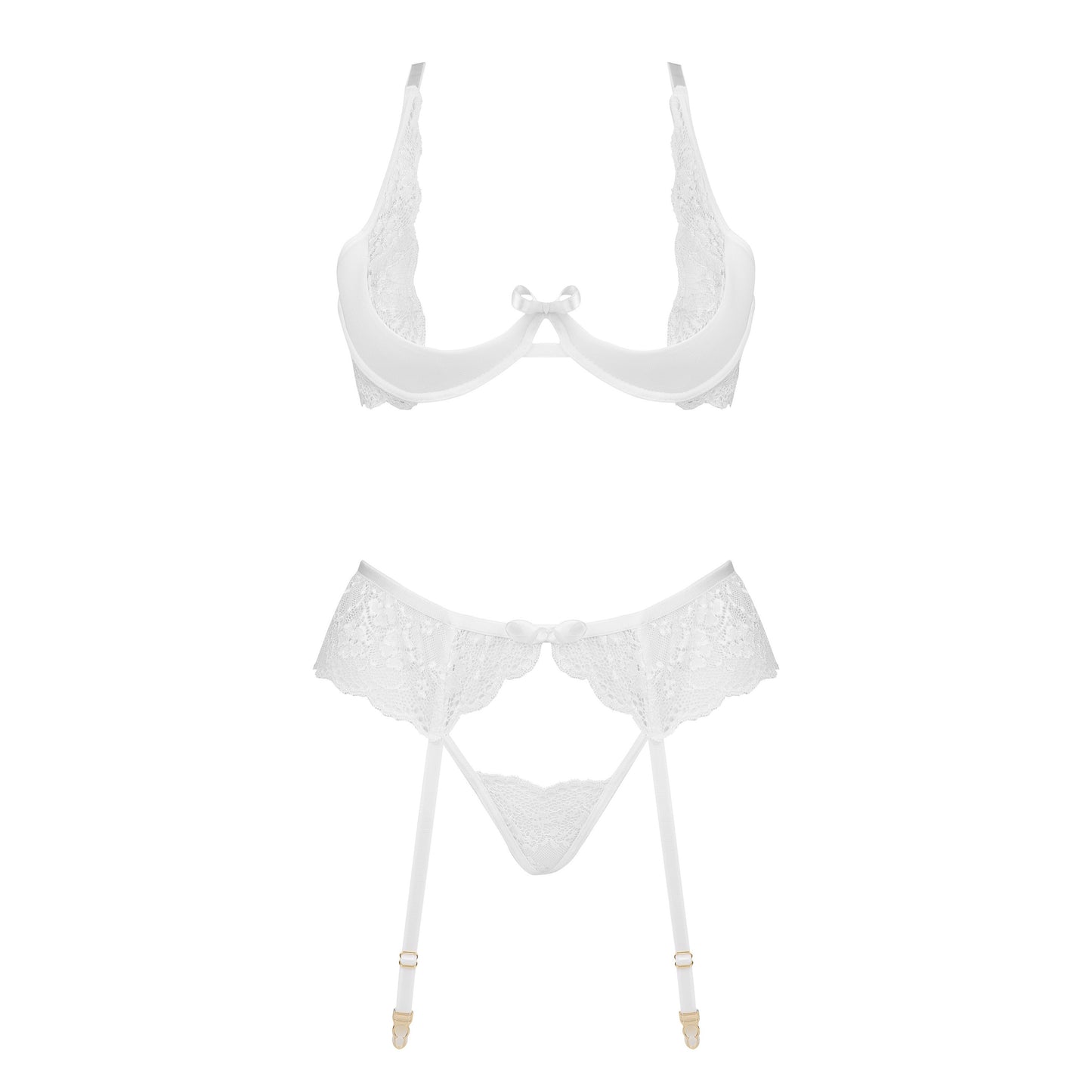 CONJUNTO DE 3 PEÇAS ROSE BRANCO BEAUTY NIGHT FASHION