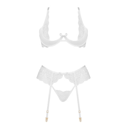 CONJUNTO DE 3 PEÇAS ROSE BRANCO BEAUTY NIGHT FASHION