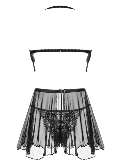 CAMISA DE NOITE E TANGA DARK MIRAGE PRETA BEAUTY NIGHT FASHION