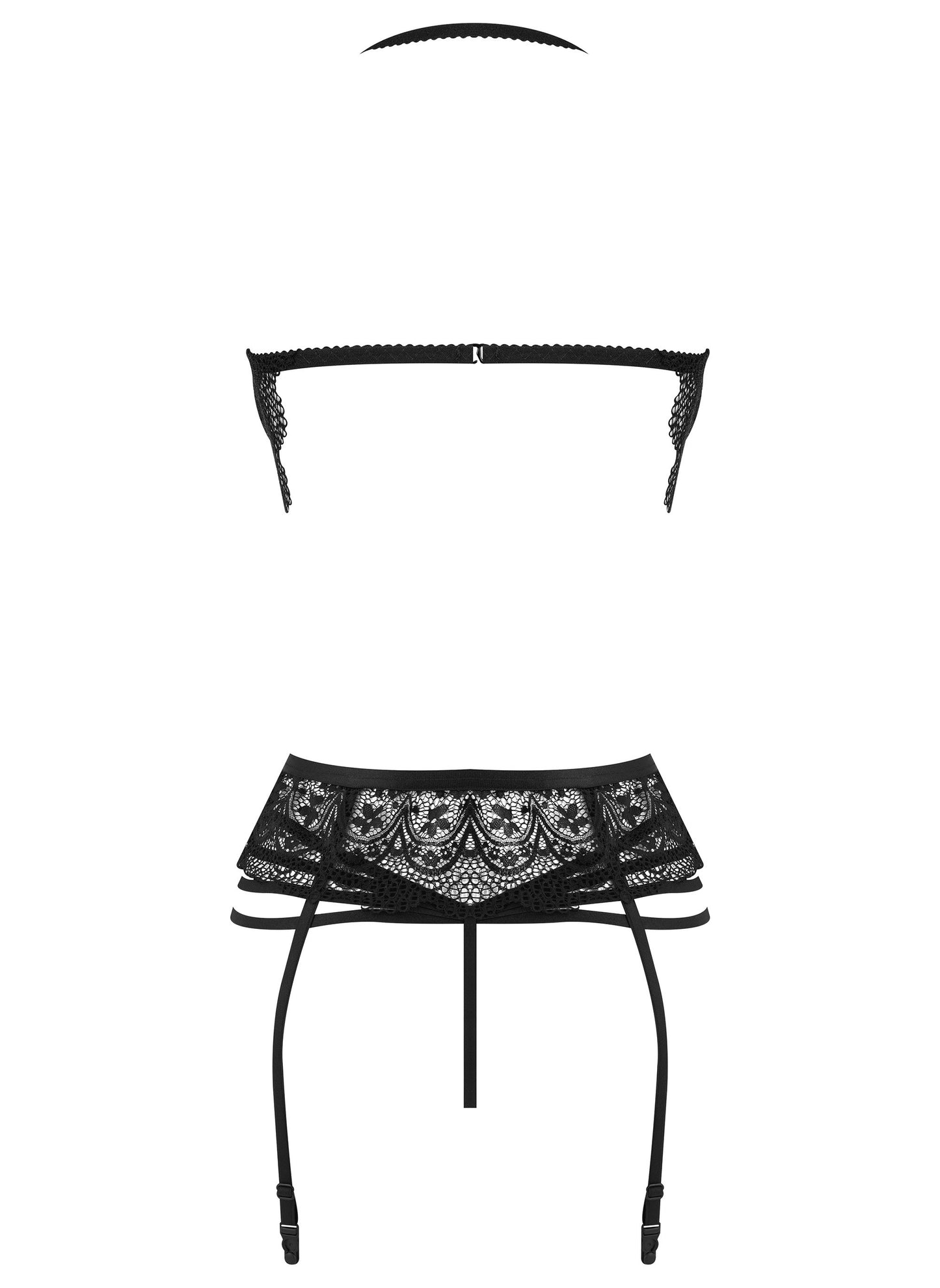 CORPETE E TANGA LACE TEMPTATION PRETO BEAUTY NIGHT FASHION