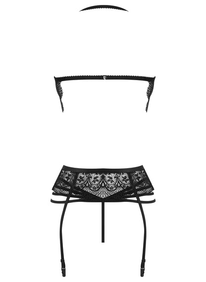 CORPETE E TANGA LACE TEMPTATION PRETO BEAUTY NIGHT FASHION