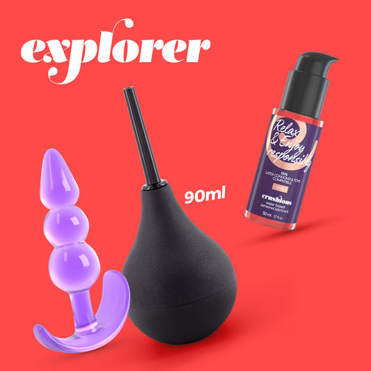 EXPLORER DUCHE ANAL 90ML COM LUBRIFICANTE ANAL 50ML E PLUG THE PLUNGER CRUSHIONS